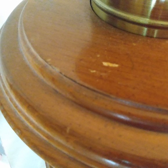 Vintage Mid Century Wood & Brass Tea Tin Canister Cylinder Lamp - Picture 3 of 13